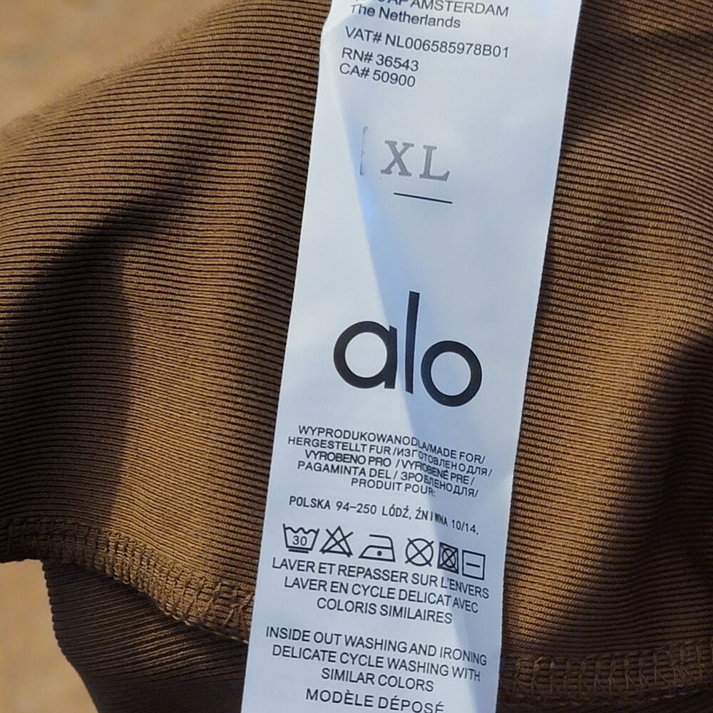 Alo Yoga XL Brown 2pc Long Sleeve Drawstring Pant Knit Lounge Athleisure Set New - Picture 7 of 7